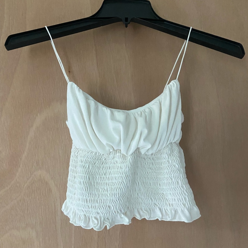 White Ruffle Crop Top - Urban Outfitters